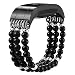 fastgo Bands Compatible for Charge 2, Elastic Dressy Black Pearl Bracelets for Women Compatible for Fitbit Charge 2 Sport Band(Pearl Black)