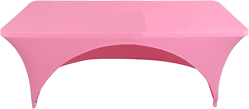 Pink Rectangular Fitted Table Cover 6Ft -Stretch Training Tablecloth Massage Lash Bed Covers Open Back Spandex Table Cloth for Party, Classroom, DJ, Banquets, Events, Trade Show PTC21E