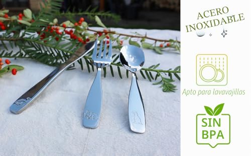 Miniatura 7 de Exzact Cubertería Infantil 18 Pieza Para Niños De Acero Inoxidable - 6 X Cena Cuchillo, 6 X Cena Tenedor, 6 X Cena Cuchar Dinosaurios X 18