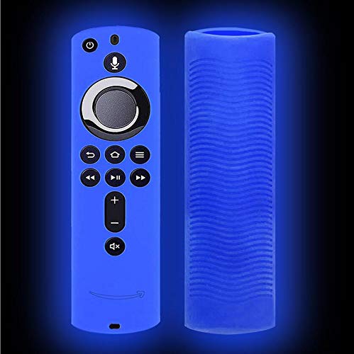RLTechSilicone Cover Case for Fire TV 4K/Fire TV (3rd Gen), Light Weight [Anti Slip] Protective Remote Case Compatible with All-New 2nd Gen Alexa Voice Remote Control (Night-Glow Blue)