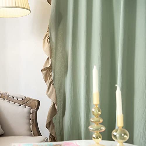 Cortinas con volantes de algodón natural confeccionadas a mano con caída romántica 4