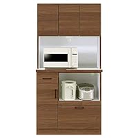 【ブラウン】木製キッチンレンジボード Amazon｜食器棚 完成品 レンジ台 幅90cm きざし 90 キッチン