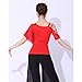 Yhhsgscr Short Sleeve Latin Dancing Tops Salsa Dance Costume Ballroom Clothing Tango Cha Cha Training Outfit for Ladies,Red,M