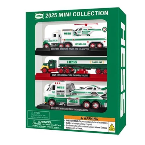 2025 Hess Mini Collection – Limited Edition 5-in-1 Toy Truck Set with Lights and Display Stands | Includes Red Velvet Tribute Tanker, Helicopter, Dragster & More | Collectible
