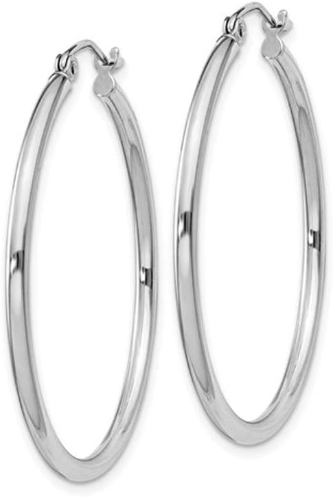 Medium Hoop Earrings in Sterling Silver 1 1/4 Inch (2.0mm) - Image 2