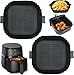 GINOYA 2PCS Air Fryer Liners for Tefal, 8 inch Square Silicone Air Fryer Accessories for 3.5L-5.5L COSORI Tower FABULETTA Philips Gourmia Air Fryer(Inner 6.5Inch, Black)