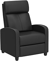 Vista 4 de Yaheetech Silla Reclinable de Cuero de 2 Asientos Sofá Reclinable Chaise Couch Lounger Sofá Moderno para Sala de Estar Cine en Casa Negro