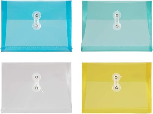 Index Plastic Envelopes - 24 Count - Button & String Tie Closure - #6 Mini, Index Size - 5 1/2 x 7 1/2 - Assorted Colors - 24 per Pack