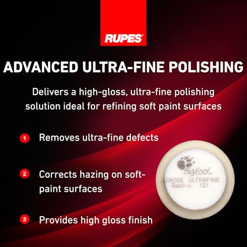 Image of RUPES 9.DA70S /4 Pack of 4 White D-A Ultra-Fine Polishing Foam Pads 70mm | Ideal for Paint Correction & Gloss Enhancement | Removes Extremely Fine Defects | Compatible with 2.75 inch Backing Plate