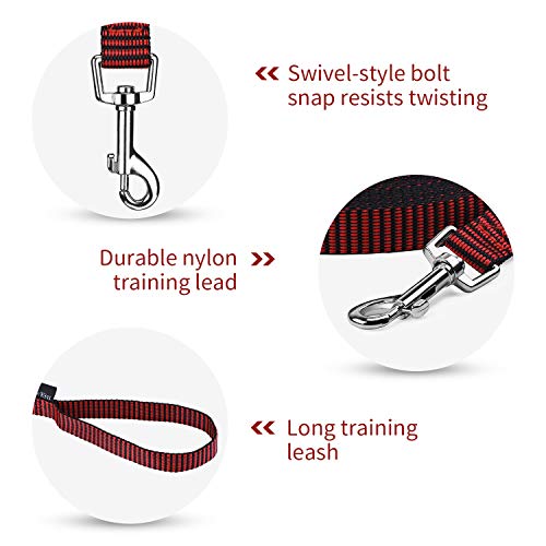 Image of Hi Kiss Dog /Puppy Obedience Recall Training Agility Lead - 15ft 20ft 30ft 50ft 100ft Training Leash - Great for Training, Play, Camping, or Backyard(50ft,Black red)