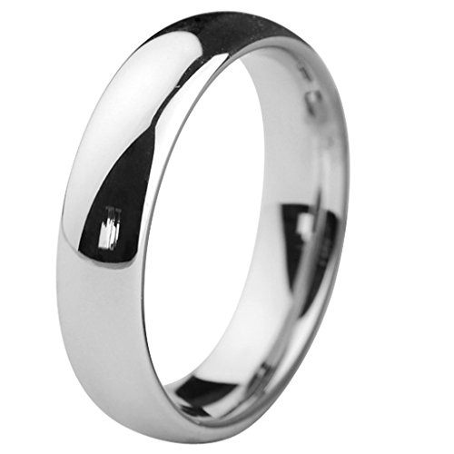 QUEENWISH 5mm White Tungsten Carbide High Polished Classic Wedding Ring Size 8.5