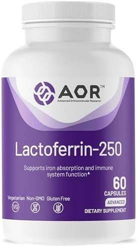 AOR Lactoferrin 250mg, 60 Vegetarian Capsules, 30-60 Day Supply –...