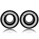 LADEMAYH 0 gauge earrings Ear Weights for Stretched Ears, Size 0 Gauges Hoop Earrings Dangle Gauges for Ears, Black Surgical Steel Ear Hangers Weighted Gauges Body Jewelry