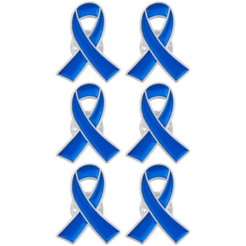 Image of 6Pcs Awareness Enamel Ribbon Lapel Pins Ribbon Brooch Pin for Charity Events Survivor Campaign Party Favors Supplies