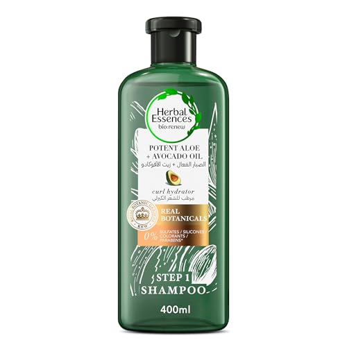 Herbal Essences Sulfate-Free Potent Aloe + Avocado Oil Hair Shampoo to Cleanse and Hydrate Curls 400 ml