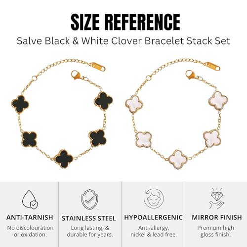 Image of SALVE Clover Anti Tarnish Bracelet for Women Stylish | Stainless Steel Bracelet for Woman | Fashion Jewellery for Women Aesthetic Accessories for Girls Chain Bracelet Gold