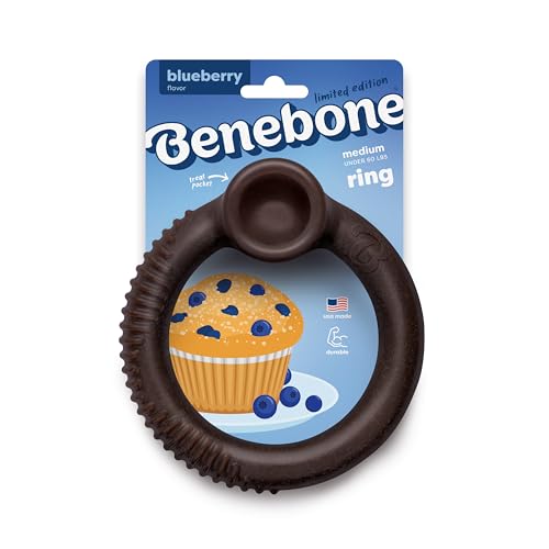 Image of Benebone Ring Dog Chew Toy for Aggressive Chewers, Blueberry, Medium | Durable, Super Chewer, Dog Bones, Long-Lasting, A Size for Every Dog, Keeps Them Busy