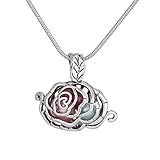 MYAROMA FINDINGS Rose Locket with Colorful Freshwater Pearls Pendant Necklace