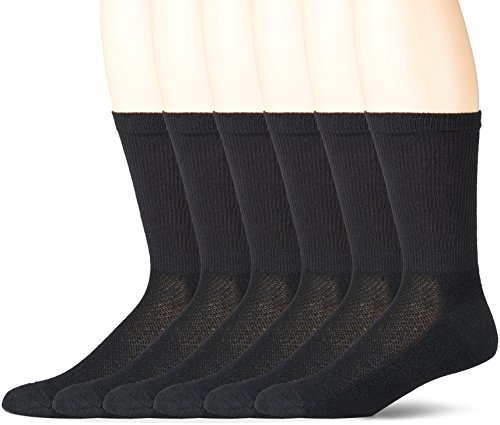 Hanes Ultimate Men's 6-Pack X-Temp Crew Socks, black, 10-13 (Shoe size 6-12)