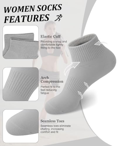 Image of YSense 10 Pairs Womens Ankle Socks Cotton Quarter Socks Women Men