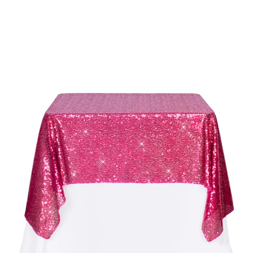 PartyDelight Hot Pink Sequin Tablecloth 50x50 Inch Square
