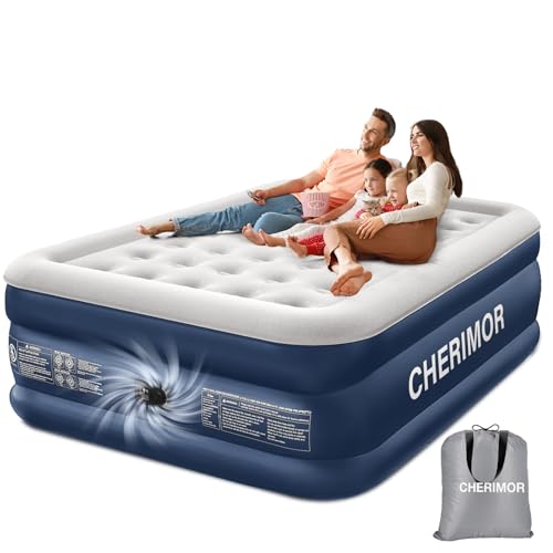 CHERIMOR Luftbett 2 Personen, Luftmatratze Selbstaufblasend Gästebett mit Integrierter Pumpe in 3 Minuten, Lecksicherung Aufblasbare Matratze für Camping & Heimgebrauch 203x152x46cm, 363KG Max