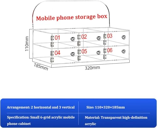 Armario de acrílico para celular con 6 compartimentos con llave 3