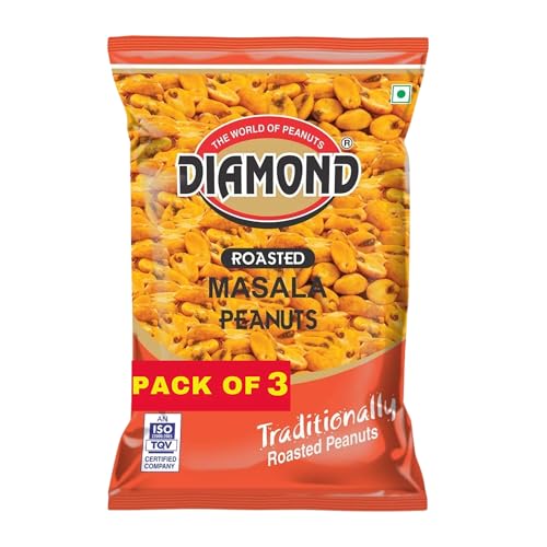 Image of DIAMOND SING Diamond Peanuts - Roasted Masala Peanut without Husk, Roasted Groundnut 150 Gms | High Protein - Gluten Free Mungfali | Vacuum Packed Singdana (Pack of 3) 150 Gram Each