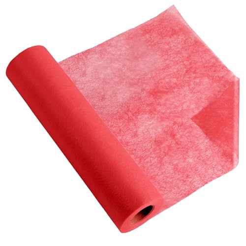 Longing Home Camino de mesa, 0,3 × 50 m, rojo, desechable, no tejido, como mantel, rollo de mantel, adecuado para cumpleaños, fiestas, decoración