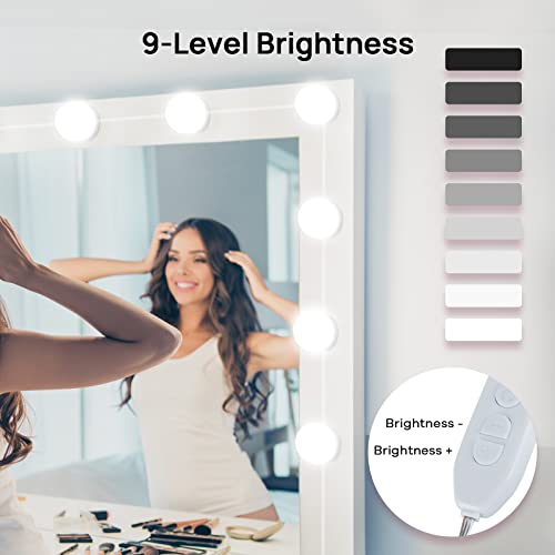Led Vanity Lights For Mirror, Consciot Hollywood Style Vanity Lights With 10 Dimmable Bulbs, Adjustable Color & Brightness, Usb Cable, Mirror Lights Stick On For Makeup Table Dressing Room Mirror #TOP3