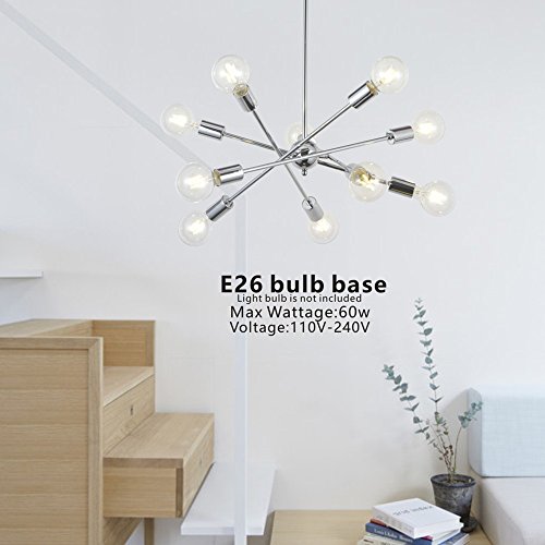 Bonlicht Sputnik Chandelier Chrome 10 Lights Pendant Lighting Modern Sputnik Light Vintage Ceiling Light Fixture Ul Listed #TOP5