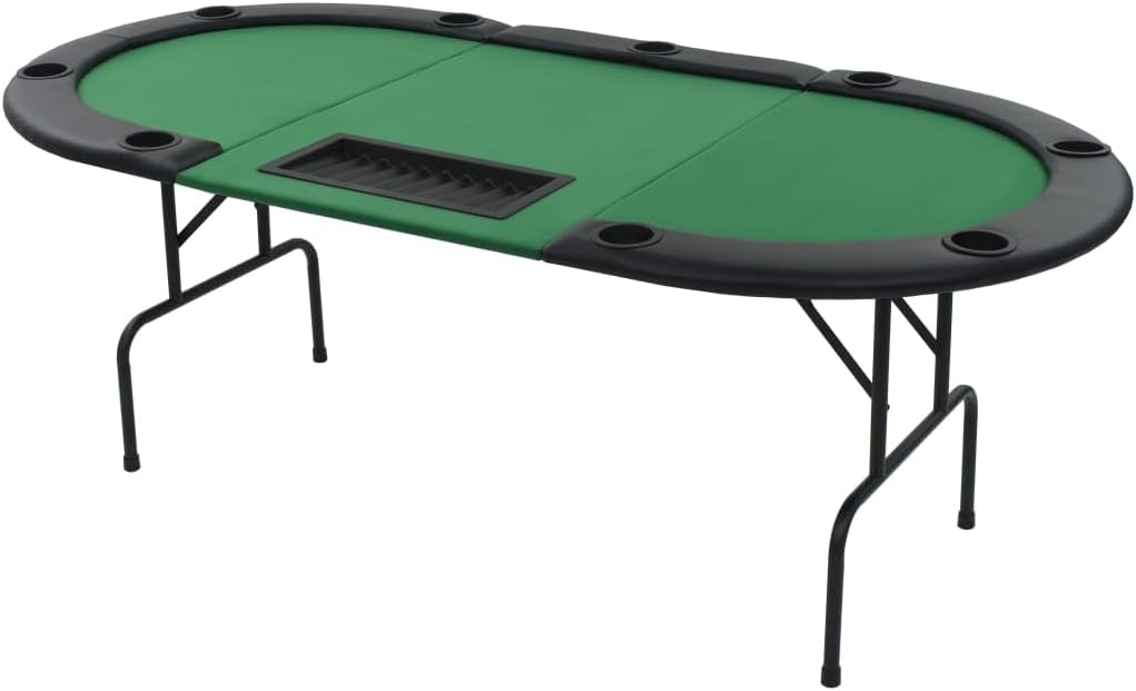 Mesa de poker plegable para 9 jugadores con superficie verde