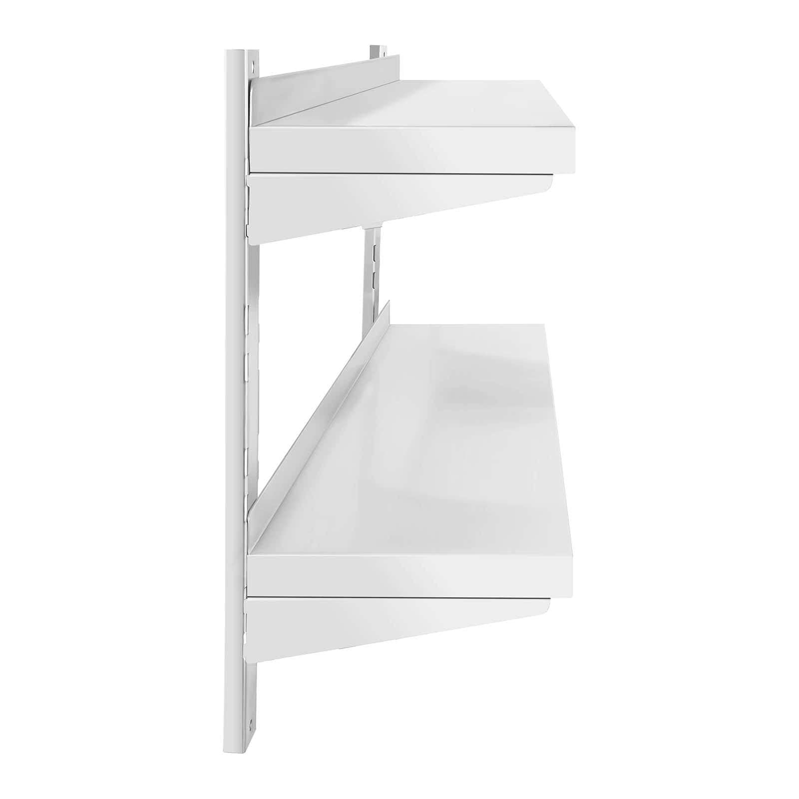Royal Catering RCWR-1000.3 Wandbord 2 Ablagen 30 x 100 cm Regal Edelstahlregal Küchenregal Edelstahl 40 kg