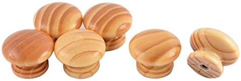 Armarios redondos de 35 mm, mango de madera, 6 unidades, color beige