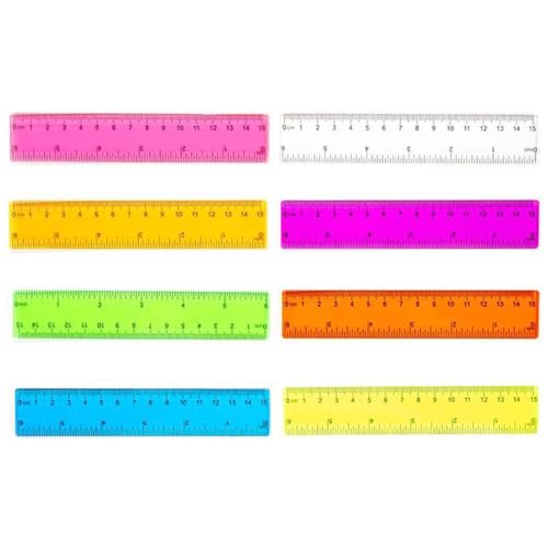 UYVPAER Regla, Paquete De 8 Colores Surtidos, 15 Cm, Regla De Plástico Flexible Con Centímetros Y Pulgadas, Mini Regla Inastillable Para Aula, Escuela, Oficina En Casa