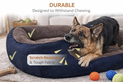 Image of SITSNOOZE Premium Orthopedic Dog Bed XL for Large Dogs 20 to 30 kg Washable Reversible Cushion Sofa for Boxer, Rottweiler and Doberman Breeds (Brown and Blue, XL)