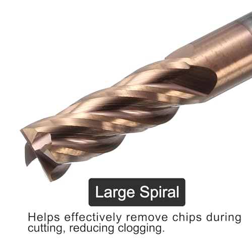 Image of uxcell Carbide Square End Mill, 1 /4 inch Dia TiSiN Coated 4 Flutes Milling Bit Cutter, for Hardened Steel Stainless Steel Cast Iron, 1 /4 inch Shank 3 /4 inch Cut Length 2-1 /2 inch Long HRC55