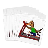 3dRose Greeting Cards - Cool Funny Roadrunner Running on Treadmill Fitness Cartoon - 6 Pack - Sports and Hobbies