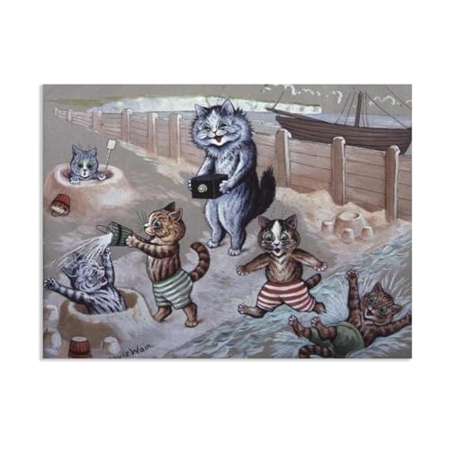 Tableau chat drôle Louis Wain poster grand format pour mur vide