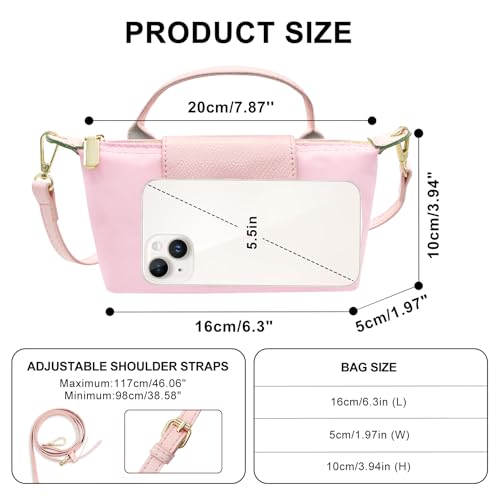 Long Keeper Mini Crossbody Bag for Women Small Nylon Tote Bag Colorblock Shoulder Handbag Top Handle Purse Phone Clutch Bag2