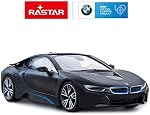 Voiture télécommandée RASTAR, Voiture de course RC à radio 1:14 BMW i8, Modèle de véhicule télécommandé, Portes ouvrantes manuellement, Noir mat
