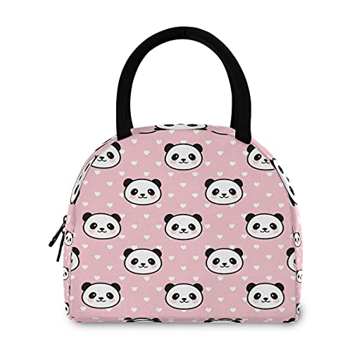 Panda Face Lunch Bag For Girls Pink Polka Dot School Lunch Box For Kids Boys Tote Bag Cooler Bag Insulated Lunch Box For Women #TOP2