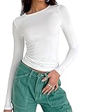 MISSACTIVER Women Workout Crewneck Long Sleeve Yoga Basic T-Shirt Casual Athletic Stretch Slim Fit S