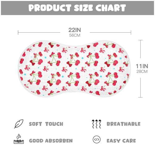 xigua Red Cherries with Bows Muslin Baby Burp Cloths Set of 2, Super Soft & Absorbent Burping Rags, Cotton Burp Clothes Shower Gift for Newborn, Baby Girls and Boys4