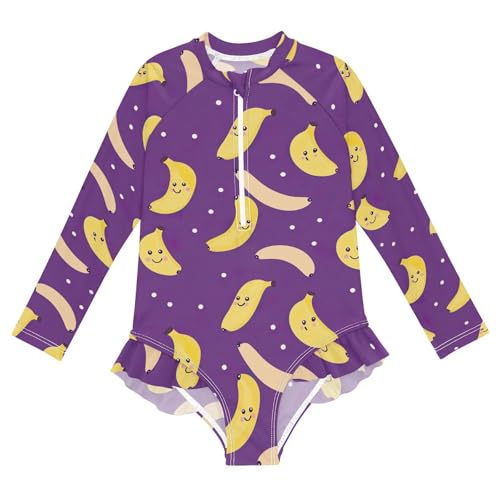 Cute Banana Girls Long Sleeve Swimsuit UPF 50+ Rashguard Swimwear One Piece Bathing Suit for 3-12 21220863