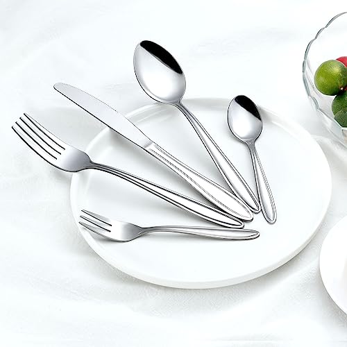 Gymdin Cuberterias completas 12 personas, Cubiertos Acero Inoxidable de 72 Piezas con Cuchillo para Carne, Cubiertos Elegante y Moderna, Apta para Lavavajillas - imagen 5