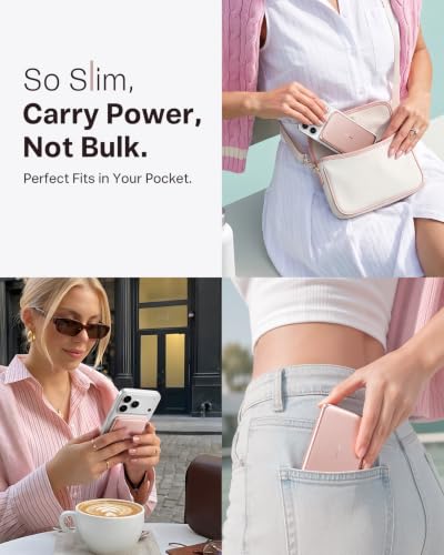 Image of TORRAS MiniMag Pro Power Bank, Ultra Slim Semi Solid-State Portable Charger, Wireless 5,000mAh Magnetic Battery Pack, Fast Charging, Travel Essential for iPhone 17 /16 /15 /14 /13 /12, Blush Pink