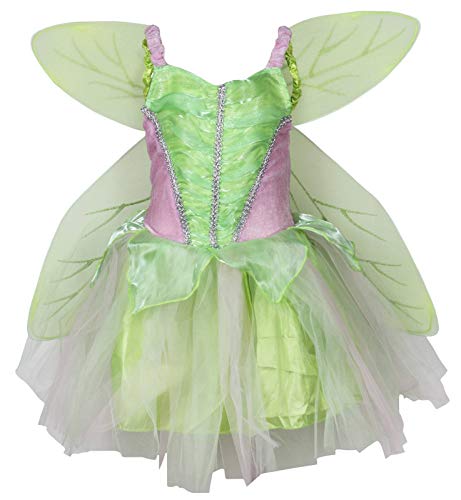 Petitebelle Disfraz verde de hada, disfraz, alas, vestido de fiesta para niña, 2-8 años