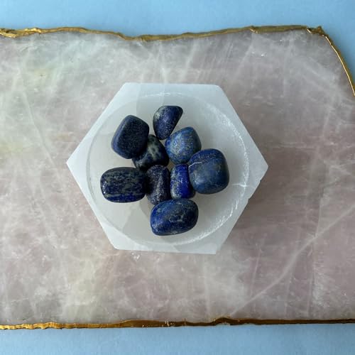 Image of Tumbled Stones, Natural Crystal Healing Stones, Home Office Decor, Aquarium Decorative Pebbles, Vase Fillers (Lapis Lazuli, 100)