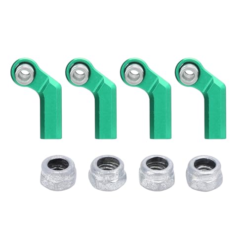 WOHPNLE 4 Set RC Link Rod End Alloy M4 Curved CW 7mm Ball Joint Heads Set for 1/10 Model Car (Green)